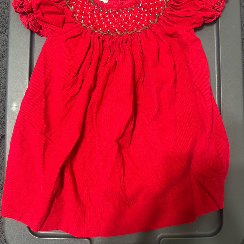 Red Smocked baby dress